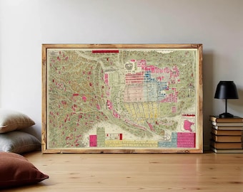 Old Map of Osaka City Japan 1884 Vintage Map | Wall Map Print