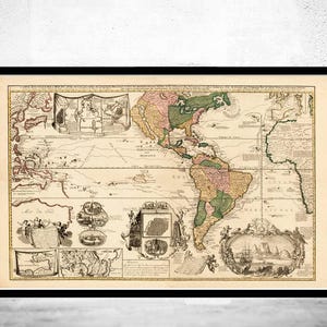 Beautiful World Map Vintage Atlas 1740 Mercator projection  | World Map Gift World Map Print | Vintage World Map | World Map Wall Art