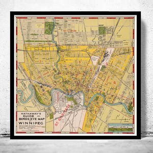 Old Map of Winnipeg Manitoba Canada 1927 Vintage Map | Vintage Map Wall Art Print | Large Map Print | Home Decor Wall Art