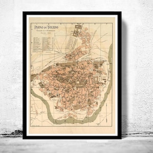 Old Map of Toledo Spain 1904 Vintage map of Toledo | Vintage Map Wall Art Print | Large Map Print | Home Decor Wall Art
