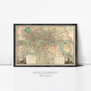 Victorian Old London Map 1830, England | Wall Map Print