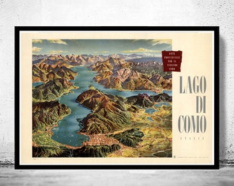 Affiche vintage du Lago di Como Lac de Côme Italie Italie | Affiche d'art mural vintage |