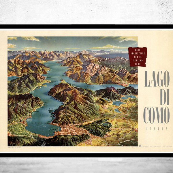 Vintage Poster of Lago Di Como Lake Como Italy Italia  | Vintage Poster Wall Art Print |