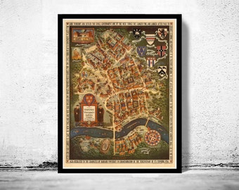 Vintage Harvard university Prospect Map  | Vintage Poster Wall Art Print |