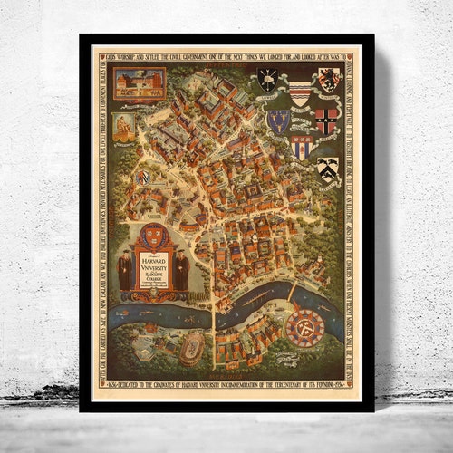 Vintage Harvard University Prospect Map Vintage Poster Wall Etsy