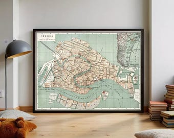 Old Map of Venice Italy 1886 Vintage Map | Wall Map Print