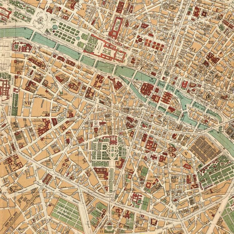 Old Map of Paris Map 1889 Print | Vintage France Wall Art Antique City ...