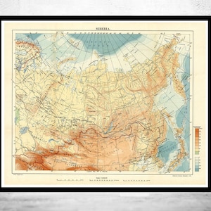 Old Map of Siberia 1918  | Vintage Map Wall Art Print | Large Map Print | Home Decor Wall Art