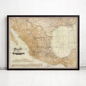 Old Map of Mexico 1910  | Vintage Map Wall Art Print | Large Map Print | Home Decor Wall Art