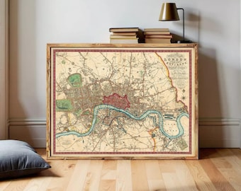 Old Map of London 1822 Vintage Map of London | Wall Map Print