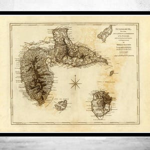 Old Map of Guadeloupe 1775 Vintage Map | Vintage Map Wall Art Print | Large Map Print | Home Decor Wall Art
