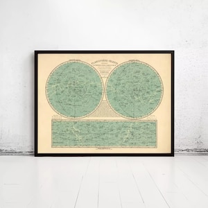 Vintage Celestial Planisphere 1938 showing main stars | Wall Map Print | Planisphere Celeste | Home Decor Wall Art