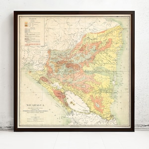 Old Map of Nicaragua 1903 Vintage Map of Nicaragua | Vintage Map Wall Art Print | Large Map Print | Home Decor Wall Art
