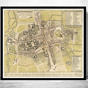 Old Map of Oxford 1733 England Old Map | Vintage Map Wall Art Print | Large Map Print | Home Decor Wall Art