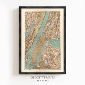 Old Map of New York and Manhattan Bronx Brooklyn 1891 Vintage Map | Vintage Map Wall Art Print | Large Map Print | Home Decor Wall Art