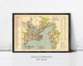 Old Map of Istanbul 1922 Constantinople Turkey Vintage Map | Wall Map Print