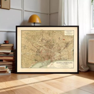 Old Map of Barcelona Catalunya 1900 Vintage Map of Barcelona | Wall Map Print