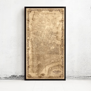 Old Map of New York 1852 Manhattan Vintage Map NY | Vintage Map Wall Art Print | Large Map Print | Home Decor Wall Art