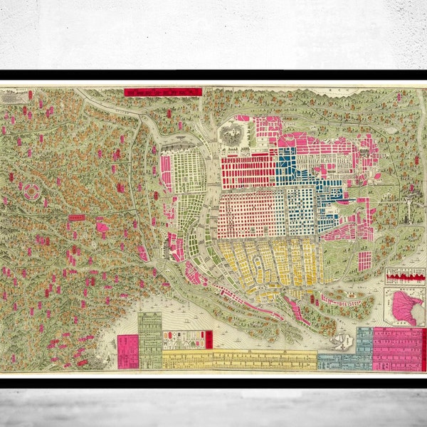 Alte Karte von Osaka Stadt Japan 1884 Vintage Karte | Vintage Poster Wand Kunst Druck | Wall Map Print | Alte Landkarte Print