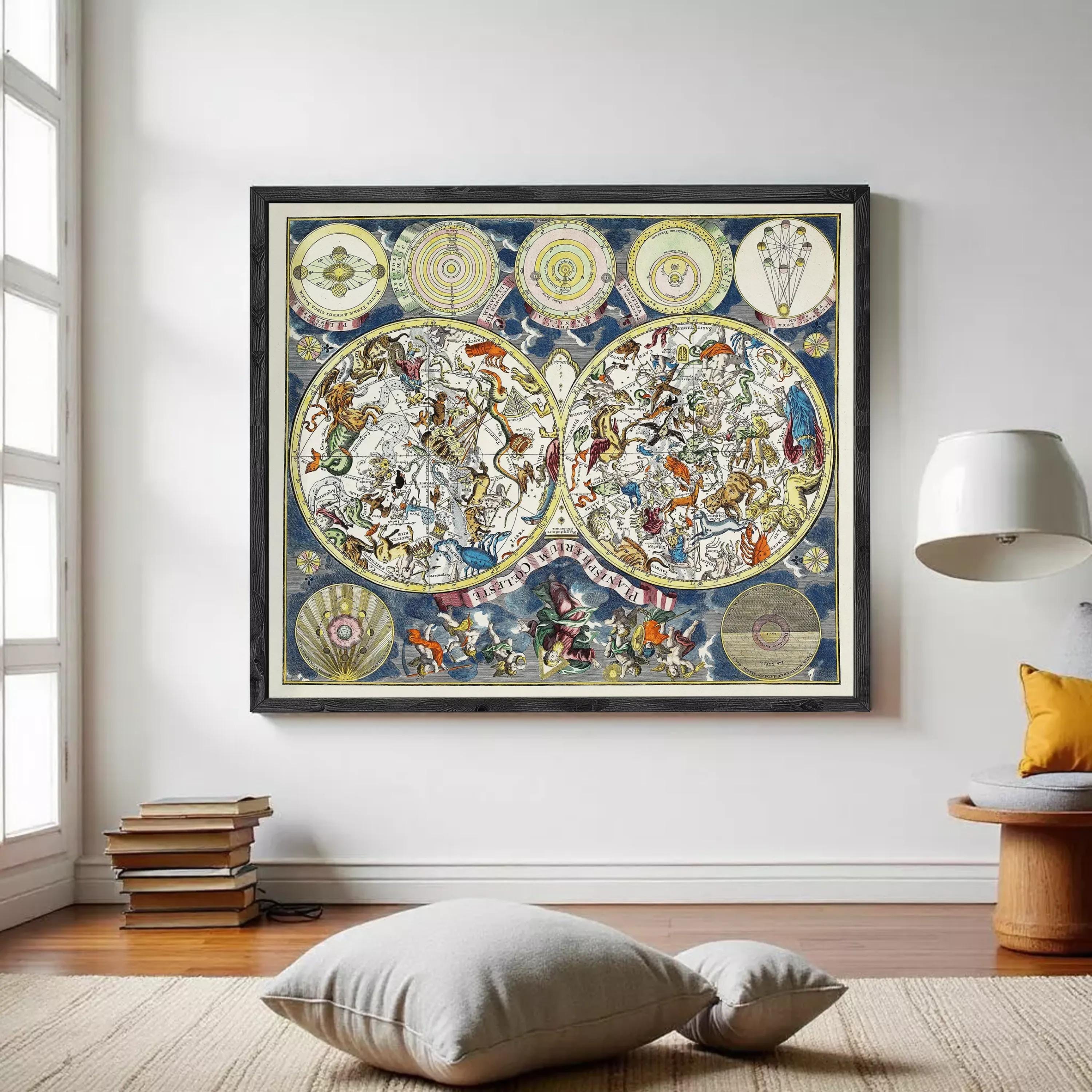 Old Celestial Map Vintage Astronomic Chart 1750 Vintage Map | Wall Map ...