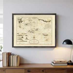 Old Map of Açores Azores Islands 1787 Portuguese map Azores | Wall Map Print