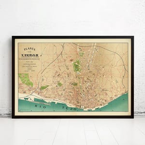 Old Map of Lisbon Portugal Mapa Antigo Lisboa 1890 Vintage Map | Vintage Map Wall Art Print | Large Map Print | Home Decor Wall Art