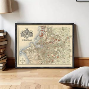 Old Map of Marseille France 1894 Vintage Map | Wall Map Print