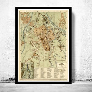 Old Map of Augsburg, Bavaria Germany 1888  | Vintage Map Wall Art Print | Large Map Print | Home Decor Wall Art
