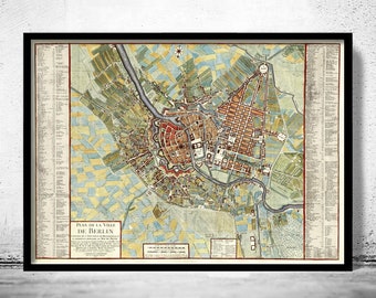 Old Map of Berlin, Germany 1760  | Vintage Poster Wall Art Print | Wall Map Print | Old Map Print