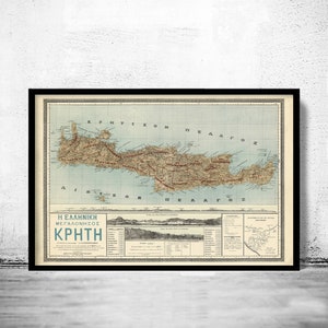 Old Map of Crete Island Greece Creta 1897  | Vintage Poster Wall Art Print | Wall Map Print | Old Map Print