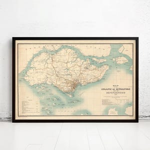 Old Map of Singapore Island 1911 Vintage Map  | Vintage Map Wall Art Print | Large Map Print | Home Decor Wall Art
