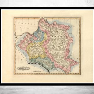 Beautiful Old Map of Poland 1823 Vintage Map | Vintage Map Wall Art Print | Large Map Print | Home Decor Wall Art