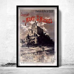 Vintage Poster of Mont St Michel France 1895 | Vintage Map Wall Art Print | Large Poster Print | Home Decor Wall Art