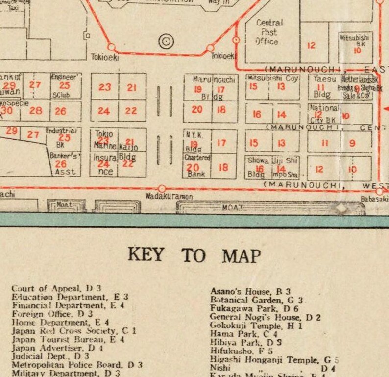 Old Map of Tokyo Japan 1929 Vintage Map | Wall Map Print - Etsy México