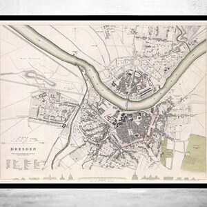Beautiful Old Map of Dresden Germany 1833 Vintage Map | Vintage Map Wall Art Print | Large Map Print | Home Decor Wall Art