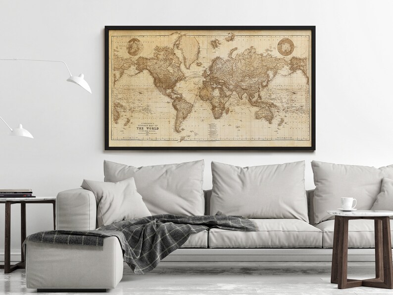 Beautiful World Map Vintage Atlas 1898 Mercator projection SEPIA World Map Gifts World Map Print Vintage World Map World Map Wall Art image 3