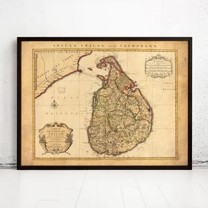 Old Vintage Map of Sri Lanka Old Ceylon 1742 Vintage Map | Vintage Map Wall Art Print | Large Map Print | Home Decor Wall Art