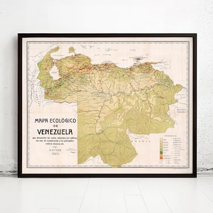 Vintage Map of Venezuela 1920 Old Map Venezuela | Vintage Map Wall Art Print | Large Map Print | Home Decor Wall Art