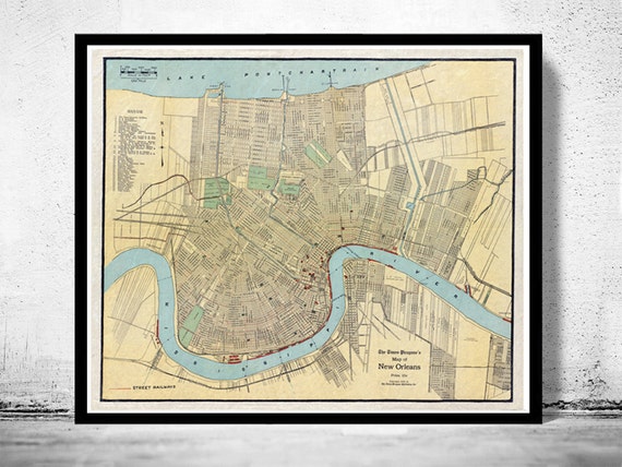 New Orleans Antique Map Print - Winter Museo