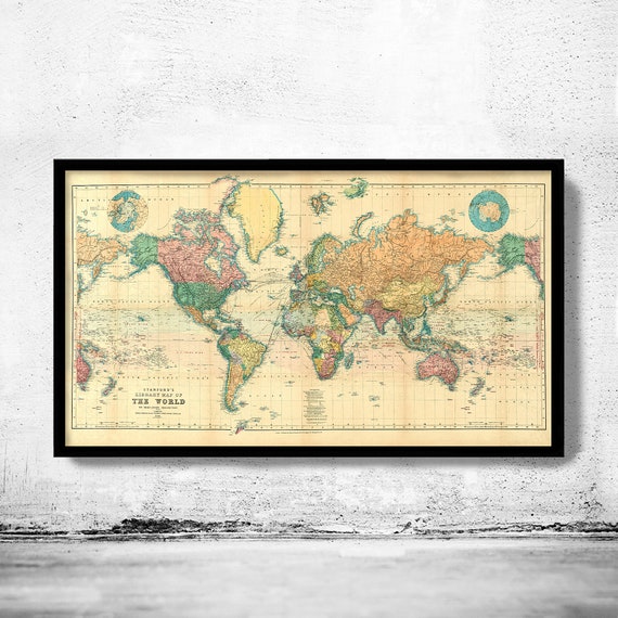 Sepia World Map Poster