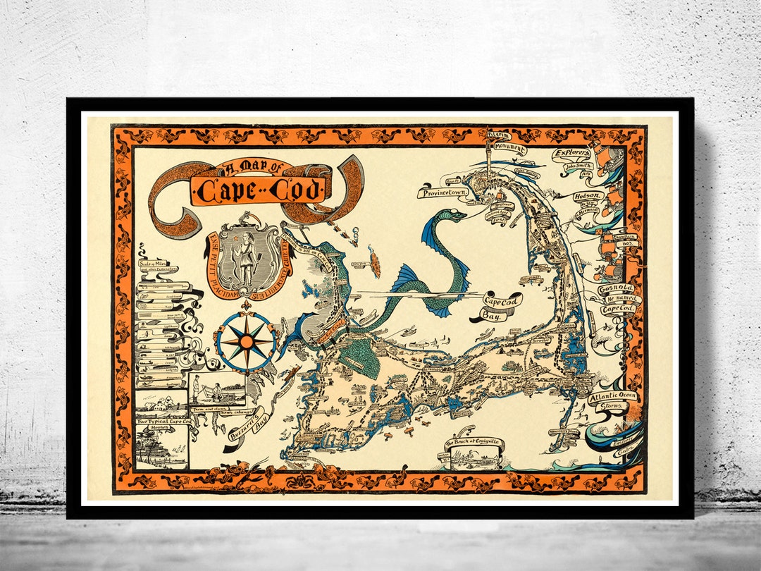 Old Map of Cape Cod Massachusetts 1926 Vintage Map | Vintage Poster ...