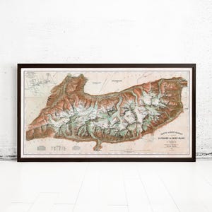Vintage Map of Mont Blanc Massif Monte Bianco 1924 Chamonix, Martigny | Vintage Map Wall Art Print | Large Map Print | Home Decor Wall Art