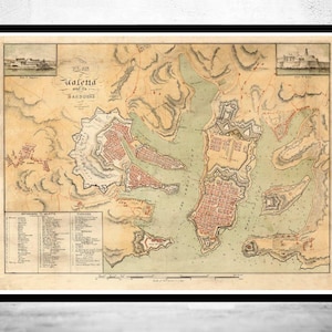 Old Map of Valletta Malta 1805 Vintage Map | Vintage Map Wall Art Print | Large Map Print | Home Decor Wall Art