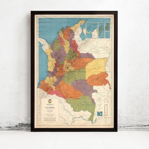 Old Map of Colombia Vintage Map of Colombia | Vintage Map Wall Art Print | Large Map Print | Home Decor Wall Art