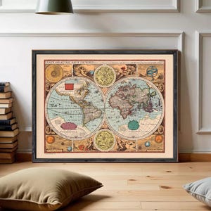 Vintage World Map 1627 | Antique John Speed Map Reproduction, Wall Décor Print