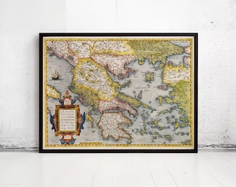 Vintage Map of Greece 1572 | Antique Wall Art Print Greek Islands