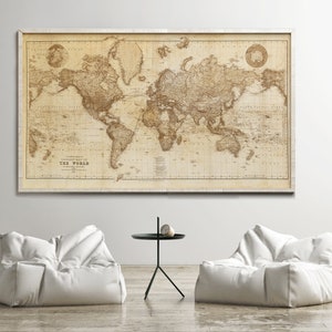 Beautiful World Map Vintage Atlas 1898 Mercator projection SEPIA World Map Gifts World Map Print Vintage World Map World Map Wall Art image 2
