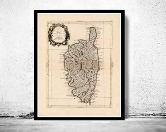 Old Map of Corsica Isle de Corse 1782 Vintage Map | Vintage Poster Wall Art Print | Wall Map Print |  Old Map Print