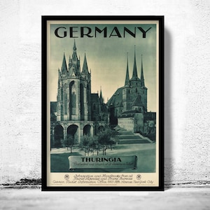 Vintage Poster of Germany Thuringia Travel Poster Tourism 1930-40  | Vintage Map Wall Art Print | Large Map Print | Home Decor Wall Art