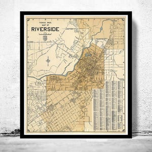 Old Map of Riverside California 1938 Vintage Map | Vintage Map Wall Art Print | Large Map Print | Home Decor Wall Art